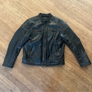 Rogue State 100% Leather Distressed Motorcycle Jacket, Sz XXL